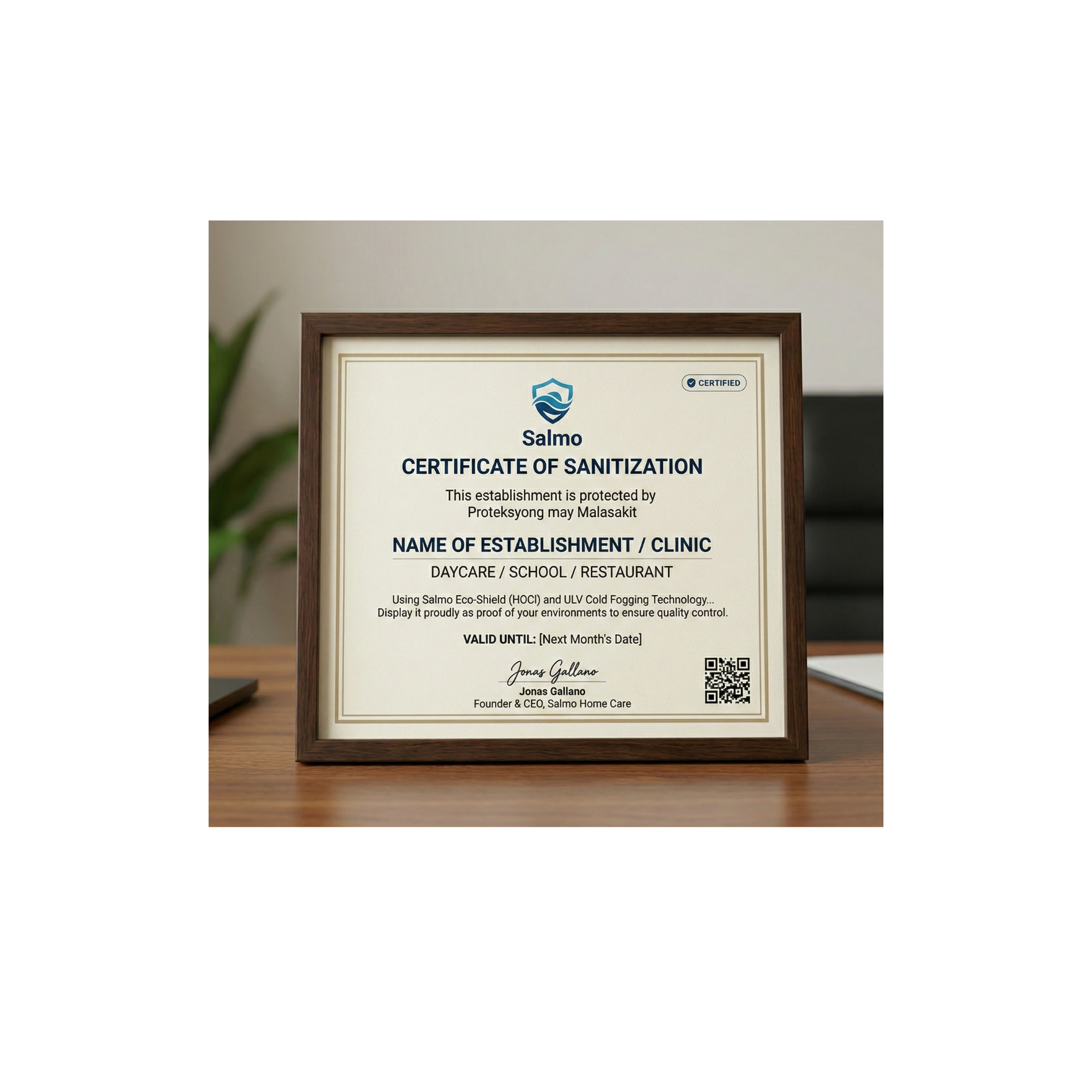 Salmo Sanitization Certificate